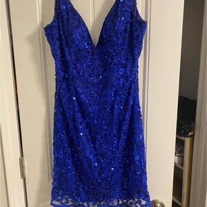 Elegant Sapphire Blue Sequin Mini Dress